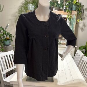 Max Studio Sophie Size M Black blazer Button-Up Jacket cardigan cape twill